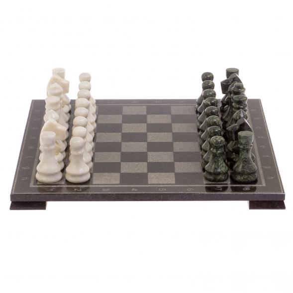 Шахматы с гравировкой &amp;quot;Турнирные&amp;quot; доска 38х38 см белый мрамор, змеевик 125335