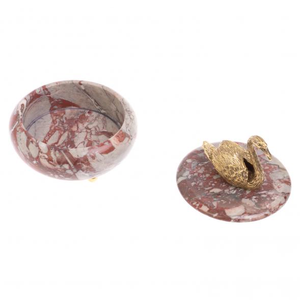 Шкатулка &amp;quot;Лебедь&amp;quot; с декором из бронзы камень креноид 127014