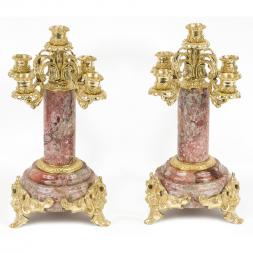 Бронзовые канделябры 5 свечей камень креноид пара