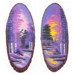 Панно на срезе дерева &amp;quot;Рассвет&amp;quot; вертикальное 55-60 см каменная крошка