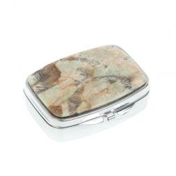 Таблетница на 2 отделения камень амазонит дымчатый кварц цвет серебро