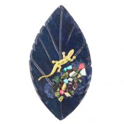 Магнит "Ящерица на листе" синий