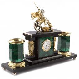 Письменный прибор &amp;quot;Георгий Победоносец&amp;quot; из малахита 7 предметов