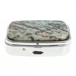 Таблетница на 2 отделения камень амазонит цвет серебро