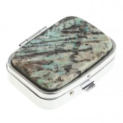 Таблетница на 2 отделения камень амазонит цвет серебро