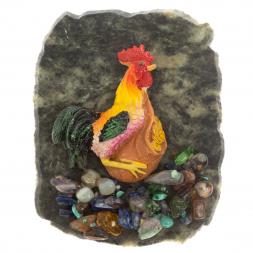 Магнит &amp;quot;Петух на мешке с монетами&amp;quot; змеевик