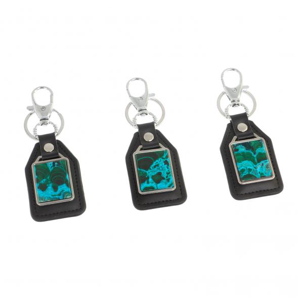 Брелок для ключей из камня малахит с хризоколлой 126706