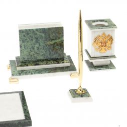 Письменный набор из уральского нефрита и мрамора