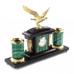 Письменный прибор &amp;quot;Орел&amp;quot; из малахита 7 предметов