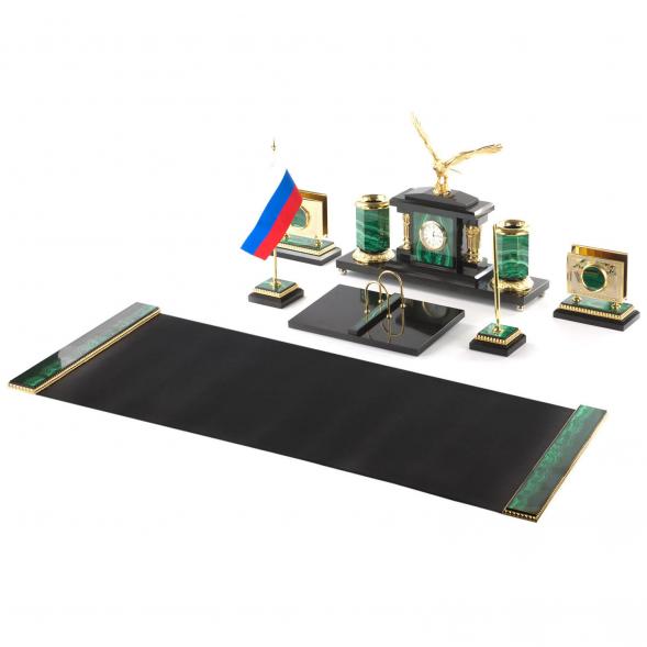 Письменный прибор &amp;quot;Орел&amp;quot; из малахита 7 предметов 121181