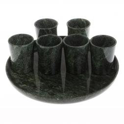 Водочный набор из змеевика на 6 персон на подносе