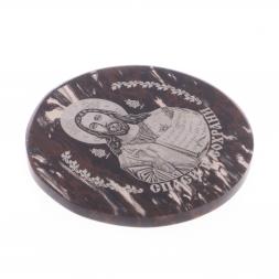 Икона в автомобиль &amp;quot;Спаситель&amp;quot; из коричневого обсидиана 47 мм