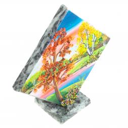 Панно из камня на подставке &amp;quot;Осень&amp;quot; 14х14 см