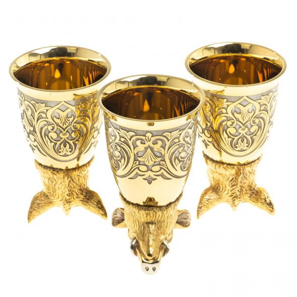 Подарочный набор &amp;quot;Кабан&amp;quot; тарелка и 3 стопки перевертыша Златоуст 123690