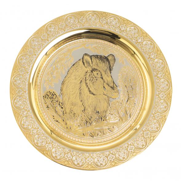 Подарочный набор &amp;quot;Кабан&amp;quot; тарелка и 3 стопки перевертыша Златоуст 123690
