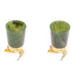 Стопки перевертыши &amp;quot;Осетры&amp;quot; 2 шт нефрит бронза Златоуст