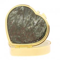Таблетница &amp;quot;Сердце&amp;quot; на 3 отделения камень серафинит цвет золото