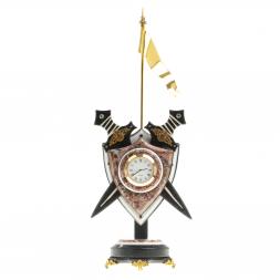 Часы &amp;quot;Щит с флагом&amp;quot; змеевик мрамор креноид