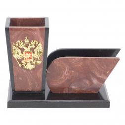 Карандашница с визитницей &amp;quot;Герб&amp;quot; из лемезита