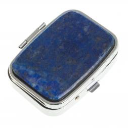 Таблетница на 2 отделения камень лазурит цвет серебро