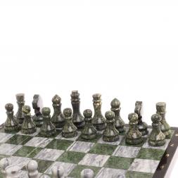 Набор игр "Герб России" 3 в 1: шахматы, шашки, нарды камень змеевик мрамор