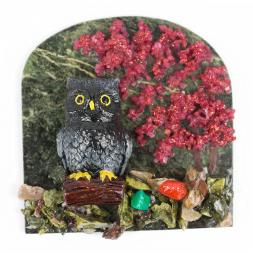 Магнит "Филин на ветке" змеевик