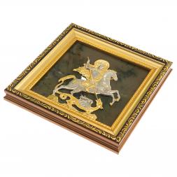 Панно &amp;quot;Георгий Победоносец&amp;quot; камень нефрит багет