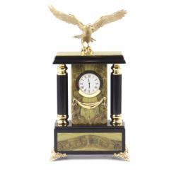Каминные часы "Парящий Орел" камень офиокальцит бронзовое литье