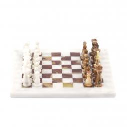 Шахматы из камня &amp;quot;Школьные&amp;quot; камень оникс мрамор 25х25 см