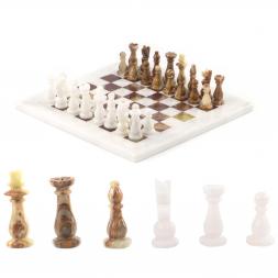 Шахматы из камня &amp;quot;Школьные&amp;quot; камень оникс мрамор 25х25 см