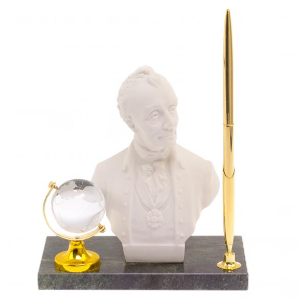 Подставка под ручку &amp;quot;Бюст Суворова&amp;quot; змеевик мраморная крошка 125339