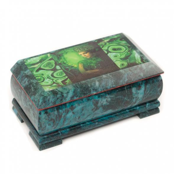 Шкатулка Хозяйка медной горы с иллюстрацией малахит 18х9х8 см 116958