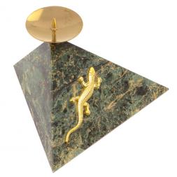 Подсвечник треугольный &amp;quot;Ящерица на горке&amp;quot; змеевик