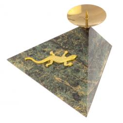Подсвечник треугольный &amp;quot;Ящерица на горке&amp;quot; змеевик