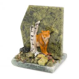 Сувенир &amp;quot;Тигр у скалы&amp;quot; змеевик
