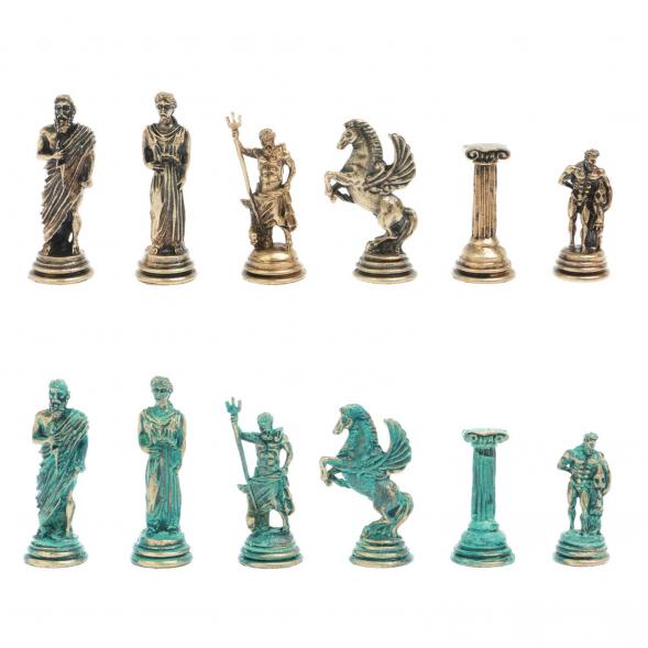Шахматы &amp;quot;Подвиги Геракла&amp;quot; бронза / патина 28х28 см из лемезита 128196