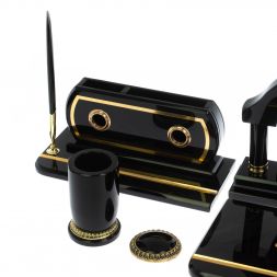 Настольный набор &amp;quot;Арка&amp;quot; из черного обсидина