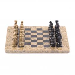 Подарочные шахматы из камня &amp;quot;Дебют&amp;quot; мрамор ракушечник 25х25 см