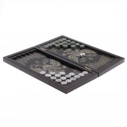 Нарды с гравировкой &amp;quot;Медведь / Герб России&amp;quot; из гранита