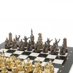 Шахматы бронзовые &amp;quot;Шахерезада&amp;quot; доска 40х40 см мрамор змеевик