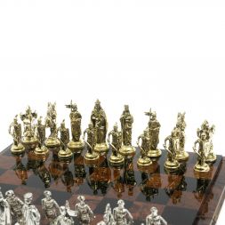 Шахматы &amp;quot;Рыцари крестоносцы&amp;quot; доска 40х40 см из обсидиана