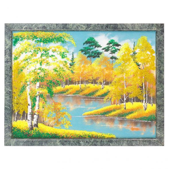 Картина из камня &amp;quot;Осенний пейзаж&amp;quot; рамка змеевик 34х44 см 120149