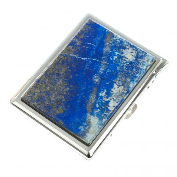 Портсигар на 10 сигарет с зажигалкой камень лазурит 123421