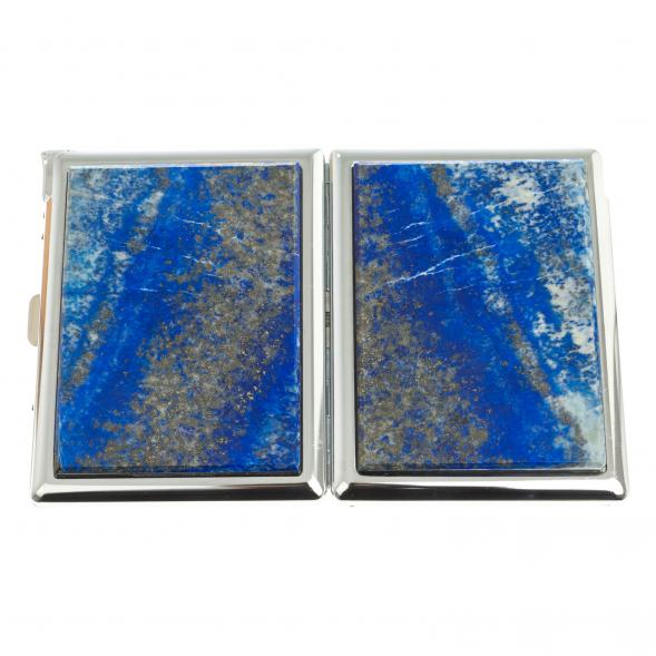 Портсигар на 10 сигарет с зажигалкой камень лазурит 123421