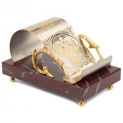 Настольная подставка для смартфона &amp;quot;Герб России&amp;quot; камень яшма Златоуст