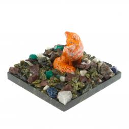 Сувенир &amp;quot;Лисица на самоцветах&amp;quot; змеевик