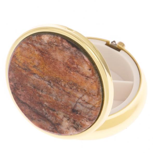 Таблетница на 3 отделения камень авантюрин цвет золото 125735