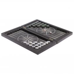 Нарды с гравировкой "Танк / Роза ветров" из гранита