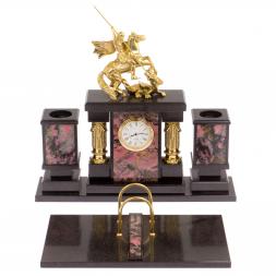 Настольный набор &amp;quot;Георгий Победоносец&amp;quot; камень родонит