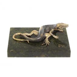 Бронзовая фигурка &amp;quot;Ящерица&amp;quot; из змеевика и бронзы 8х6,5х3 см